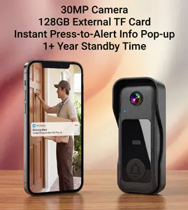 Rechargeable Video Doorbell Camera with Indoor Chime Local TF Card Storage up to 128GB 4.3 Color Display Receiver Easy Install Home Entry Doorbell