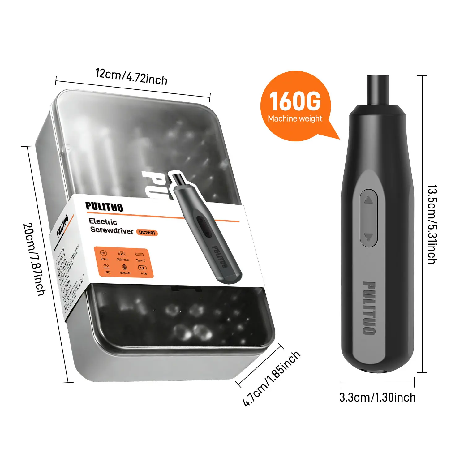 PULITUO 39-Pcs Battery-Powered Electric Screwdriver Set with Built-In Lithium-Ion Batteries, USB-Charging Plastic Tool Suit for Amateur Home DIY Repair & Disassembly