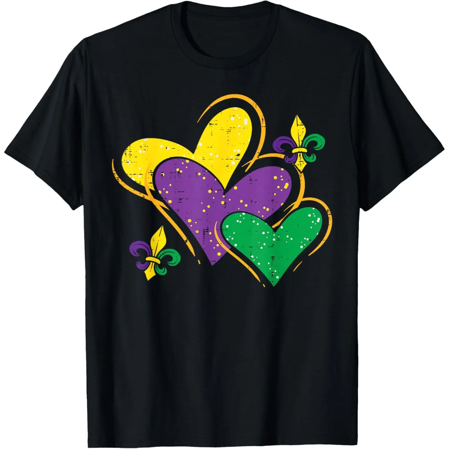 Women's Toddler Cute Mardi Gras Hearts Printed Streetwear T-Shirt - Lightweight Top, Small Size, Tshirt, Prints, Comfortable, Shortsleeve