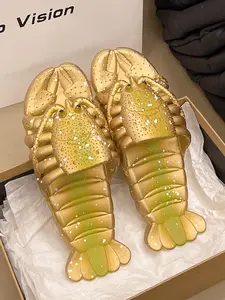 Men's Stylish Cartoon Lobster Slippers for Summer, Indoor Anti-Slip and Odor Resistant House Slides, Fun and Soft Casual Beach Footwear, Home Slippers, Slip Ons Slippers