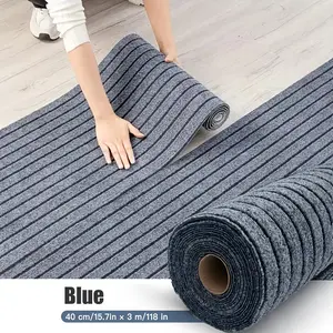 Self-Adhesive Grid Striped Carpet Roll, Soft Padding Layer Anti-Slip Rug Patch, Easy DIY Assembly for Bedroom Living Room