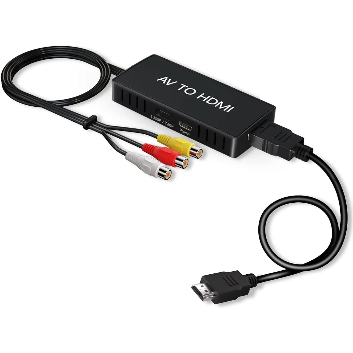 RCA to HDMI Converter, AV Composite to HDMI Converter Adapter, Wii/PS2/VHS/VCR/DVD/X box/n64 to HDMIconnector for New TV, Support PAL/NTSC, 720P/1080P