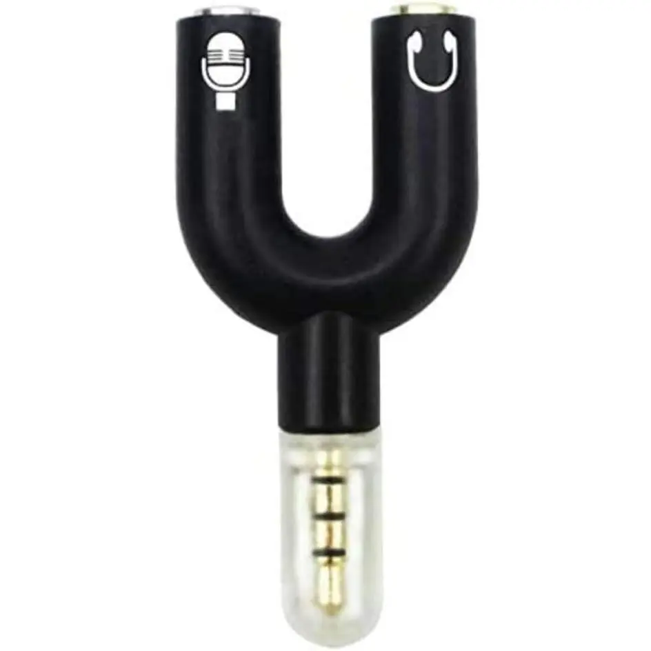 3.5mm Stereo Y-Splitter Adapter - 1 x Y Splitter Adapter with 4-Position Male Jack, Female Headphone Plug, Separate Earphone & Microphone Functions, Controller Accessories, 2 Year Guarantee for PC Headset, PC Audio Port Use