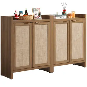 SICOTAS Shoe Cabinet, 24 Pair Shoe Storage Organizer Cabinet, 41" Tall Rattan Shoe Cabinet with Doors and Shelves, 6-Tier Farmhouse Boho Storage Cabinet for Entryway Hallway Closet Bedroom, Everlasting Design, Durable