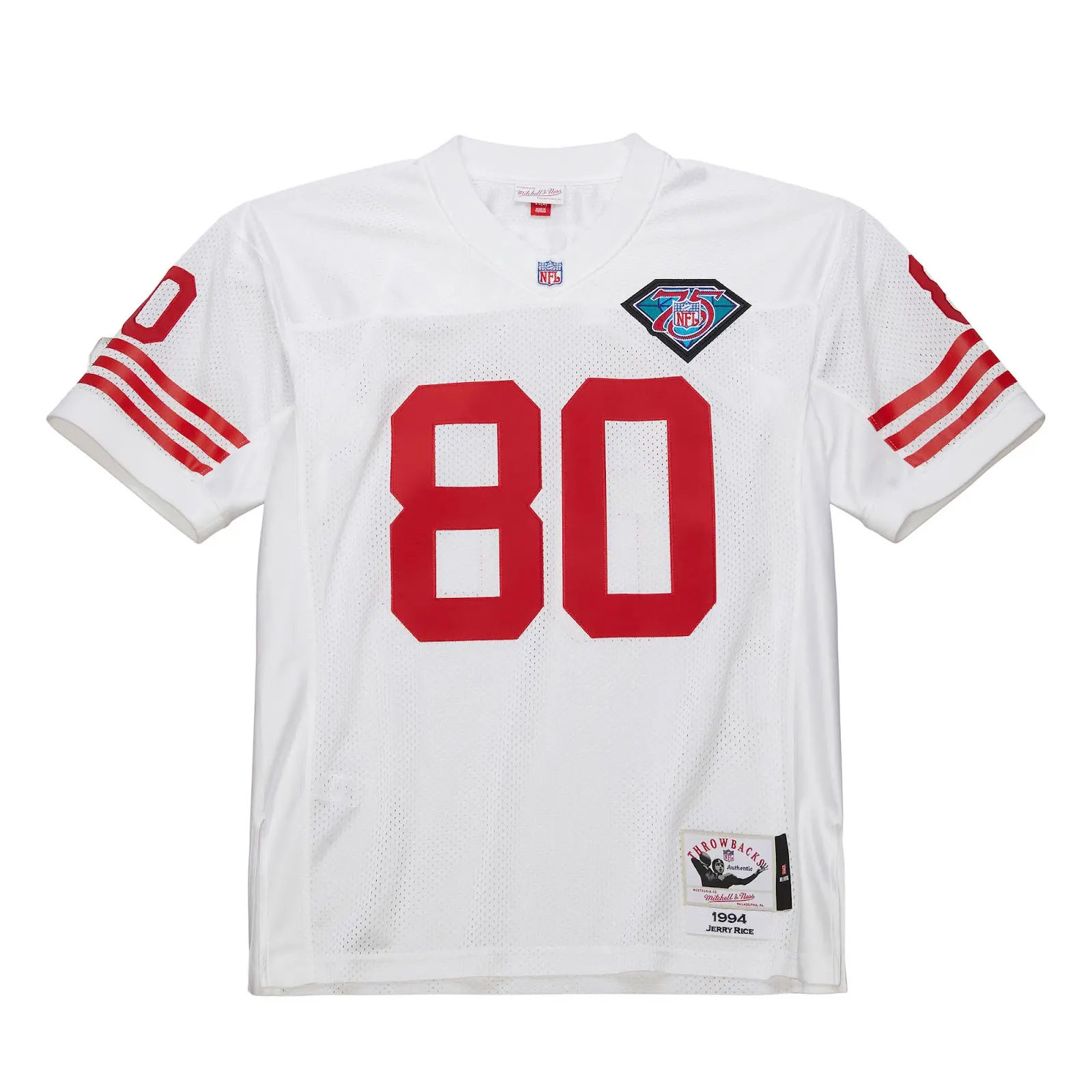 Jerry Rice San Francisco 49ers 1994 White Authentic Jersey - Mitchell & Ness NFL Throwback, 90s Retro Football Jersey
