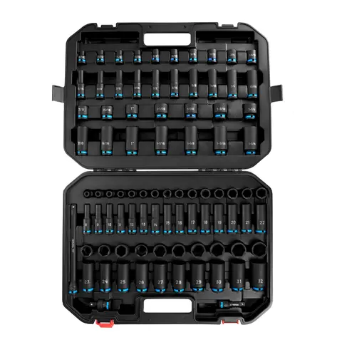 Black Canyon 1/2"-3/8" Drive Cr Mo Steel Impact Socket Set - 72/87-Piece, 1/2" 87-Piece SAE/Metric 6-Point Hex, Deep/Standard Sockets, Laser Etched Markings, 8–32Mm Range, Heavy Duty Case, Industrial Tools, Work Tools, Father's Day Gift