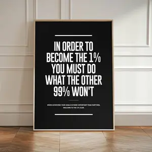 1% Entrepreneur Mindset Poster, Motivational Quote Wall Art, Hustle Inspiration Decor For Office Artistic Frames