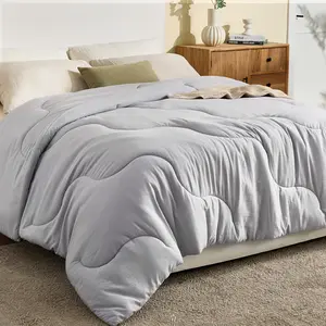 【BEDLORE】Wave Quilted Comforter Duvet Insert, Soft Down Alternative with Corner Tabs, All-Season Comforter, Machine Washable for Bedroom Use