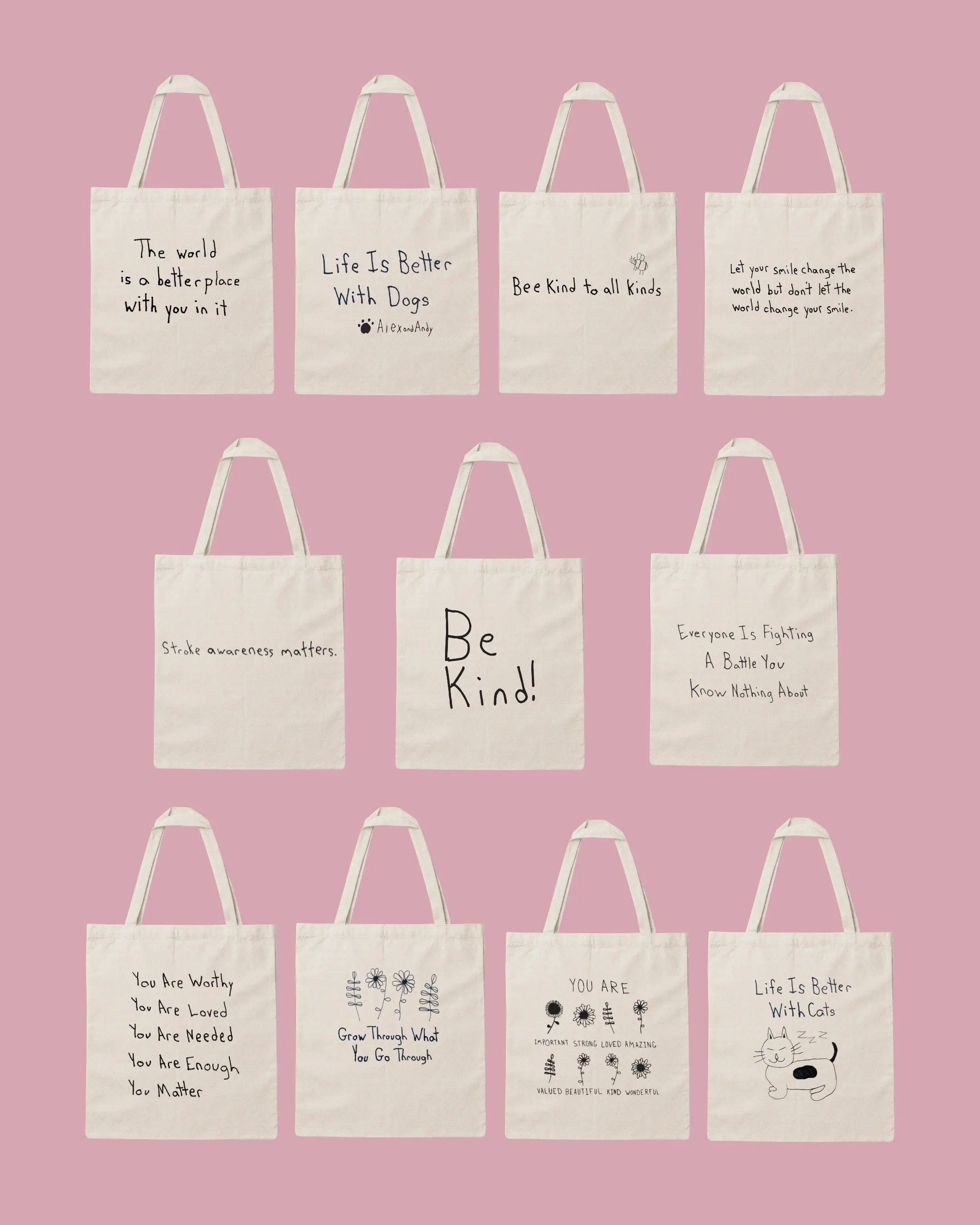 Tote Bags Drawn By Uncle Andy