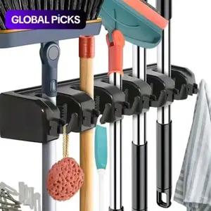 Multi-function Magic Broom & Mop Hook, WallMounted Storage, 1 Count Multi-grid Broom &Mop Holder, Portable Household Broom & MopOrganizer, Plastic Hooks, Space Saver Organizer, Home Supplies #TOPPICKS