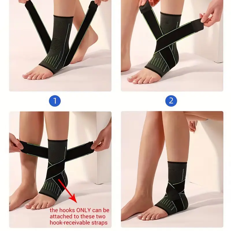 Adjustable Ankle Brace (1 Pair) for Men & Women, Compression Wrap Support for Plantar Fasciitis, Sports Recovery, Achilles Tendonitis & Sprains, Foot Brace For Plantar Fasciitis