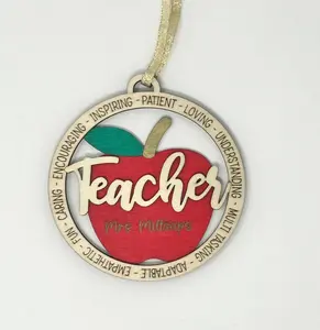 Custom Teacher Christmas Ornament, Personalized Teacher Ornament, Teacher Ornament with Name, Engraved Teacher Ornament, Christmas Ornament