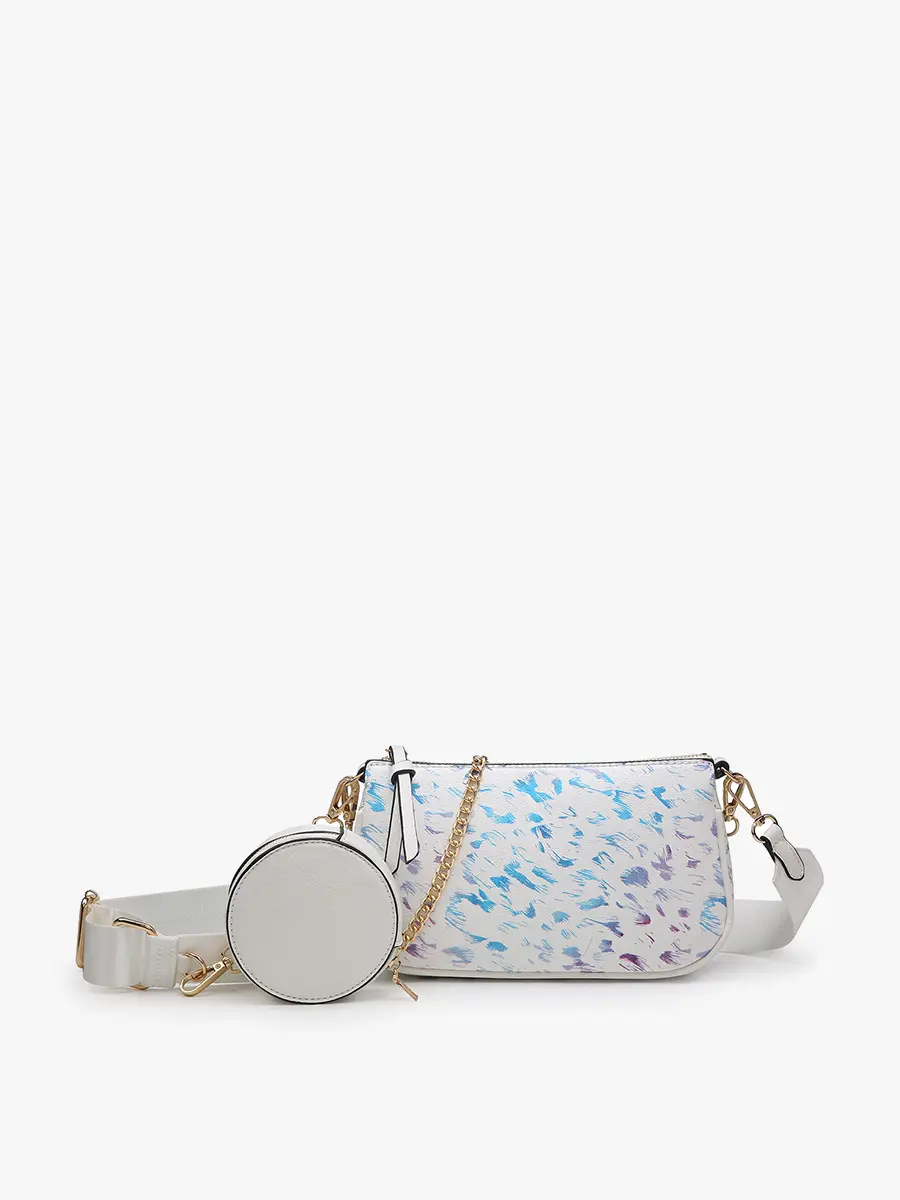 Women's Marina Crossbody Bag, Adjustable Crossbody Purses, Vegan Leather Bag with Removable Chain and Pouch, Nylon Strap, Crossbody Clutch Bag
