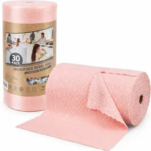 Microfiber Towel Roll 30 Pack ×2 – Reusable Cleaning Cloths, Super Absorbent, Lint-Free, Machine Washable, 9×9 in Multi-Purpose Wipes