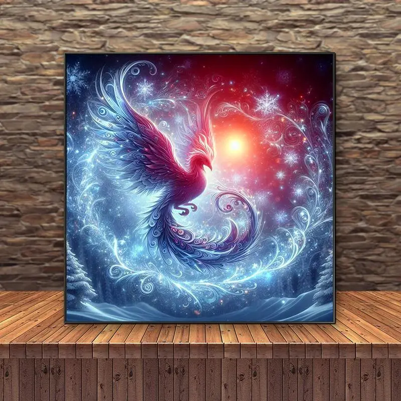 Phoenix Pattern DIY Diamond Arts Colorful Painting Kit without Frame, 5D Diamond Arts Colorful Painting Kit, Diamond Painting Kits, Wall Art Decor for Home Living Room Bedroom, Diamond Pattern Design