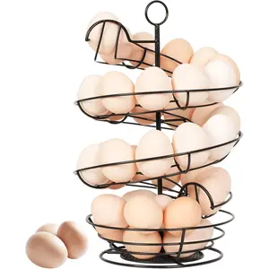 Metal Spiral Countertop Egg Holder, Fresh Egg Storage Display Rack, Egg Organizer Container for Kitchen Farmhouse Countertop