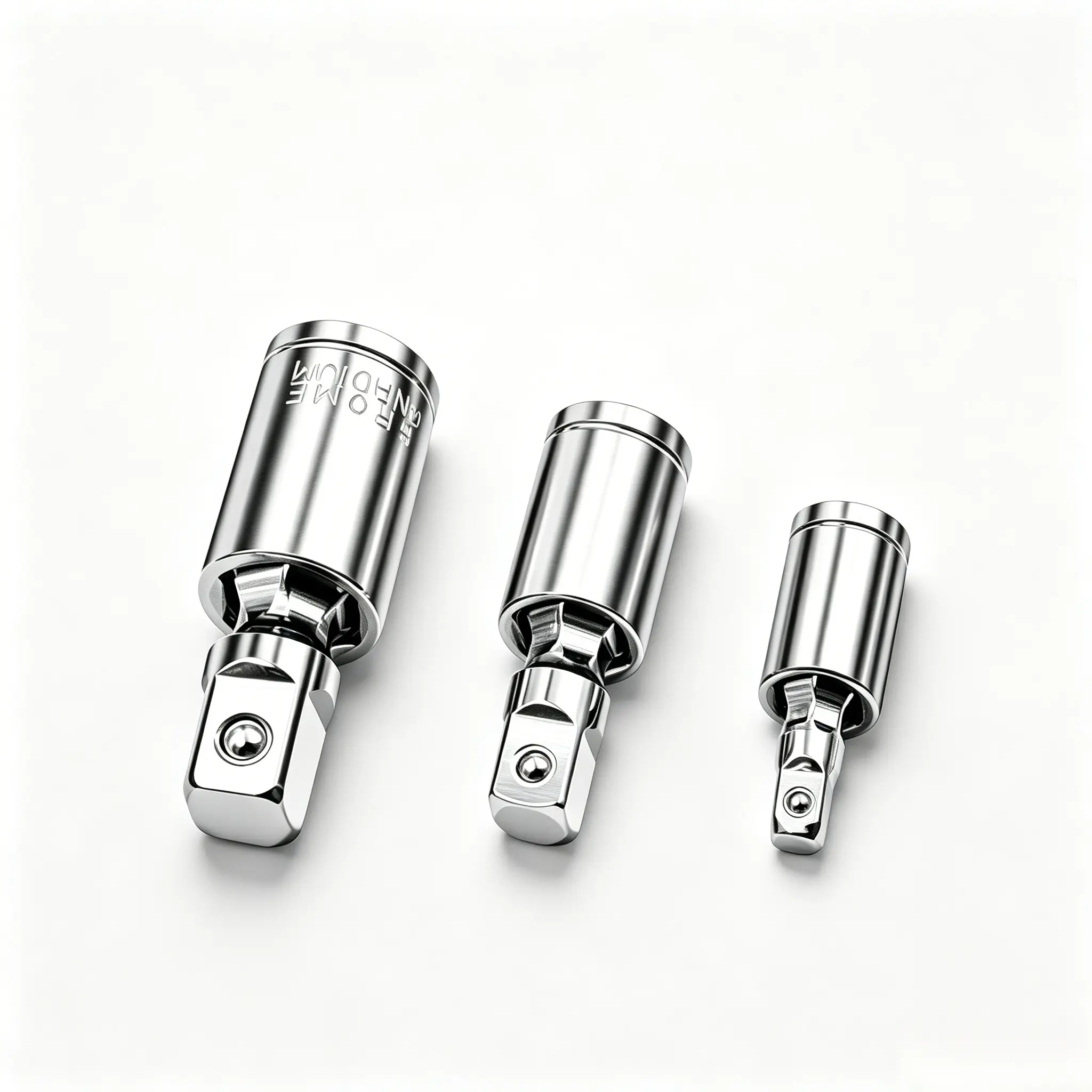 KEZHIDE 3PCS Universal Joint Swivel Socket Adapter Set - Chrome Vanadium ANSI-Grade Steel Drive Ratchet Adapter, 1/4, 3/8, 1/2 in (67mm) Sockets, Pinless Core, 360° Swivel Reach, Corrosion-Resistant for Car Repair, DIY Maintenance