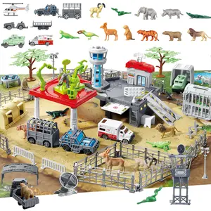 Frontoytall 51 Piece Safari Animals Toys Set, Realistic Zoo Animal Figurines Playset with Play Map, Plastic Jungle Toy for Toddlers 3+ Years Old, Ideal Gift for Boys and Girls