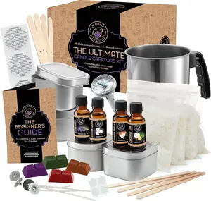 CraftZee Essential Soy Candle Making Kit – Beginner Starter Set Includes Natural Soy Wax, Scents, Frosted Glass Jars, Wicks, Dyes, Melting Pot, Gift Box & More