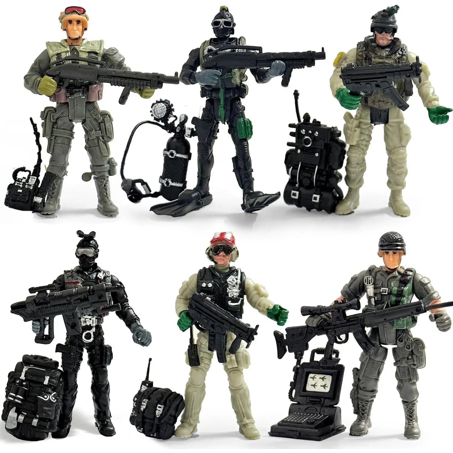 P-MTS012    Army Men Set, Soldiers Toys for Boy Age 4-7,Army Men Action Figure Military Playset with Military Weapons Accessories,Army Toy Set for Kids Toddler Boy