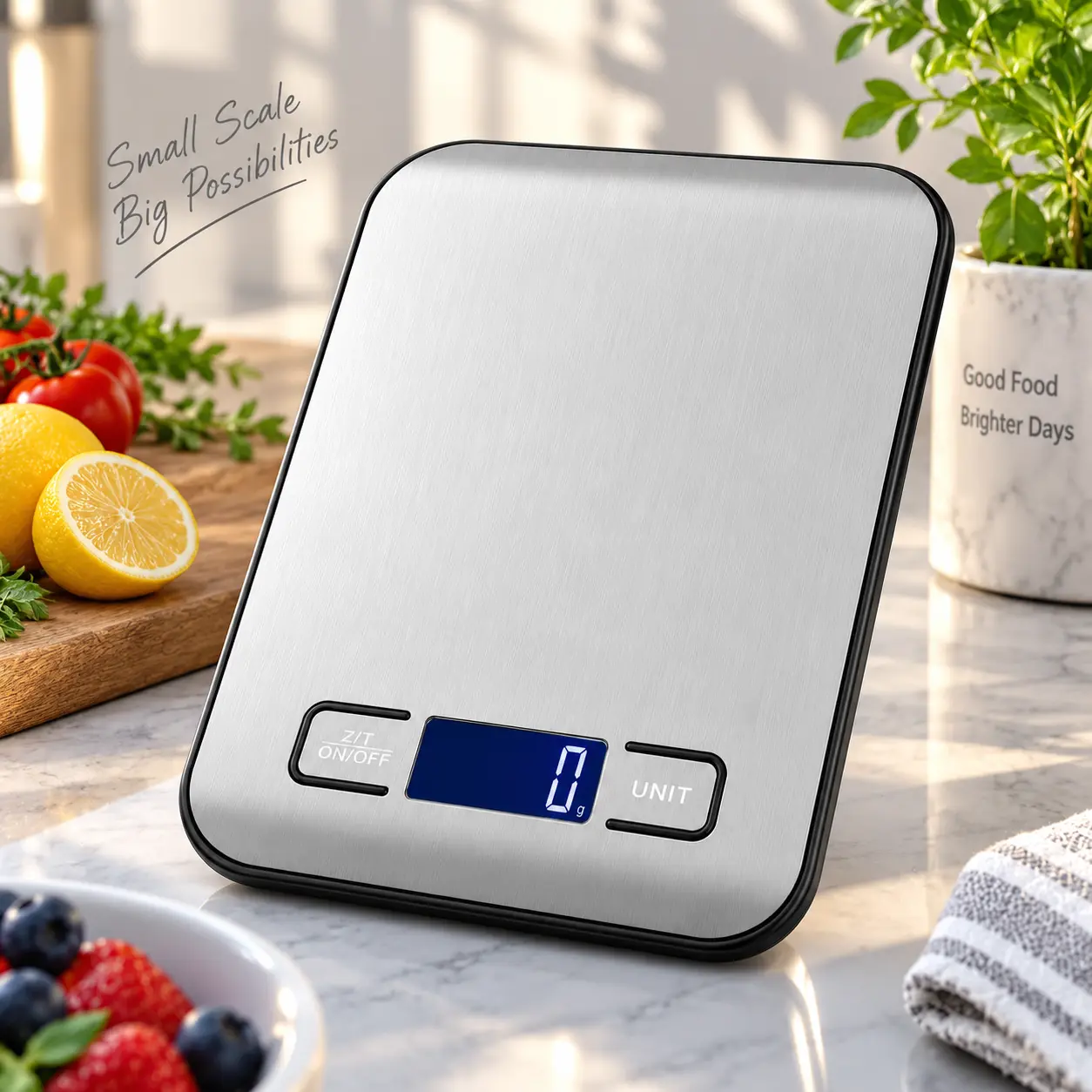 Digital Kitchen Food Scale with Stainless Steel Platform, LCD Display and Tare Function