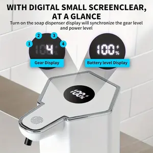 Contactless foaming hand sanitizer dispenser, touchless pump head, USB‑C rechargeable, 4 levels adjustable, waterproof, kitchen accessory, home essential handheld wall‑mounted soap liquid dispenser, bathroom soap liquid dispenser/for restroom use