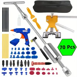 70 pieces of car dent repair kit professional workshop body sheet metal without paint dent removal puller manual tool set for car parts, suitable for car dent repair kit