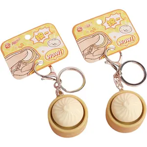 2 Pcs Dumpling Fidget Toys Fidget Keychain, Cute 3D Printed Sensory Clicker Toys Mini Sensory Toy Anxiety and Stress Relief for Adults