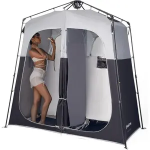 KingCamp Instant Shower & Toilet Shelter, Portable Stable 2-Large-Room Privacy Unit with Floor, Tents for Camping, 60s Setup for Beach & Hiking