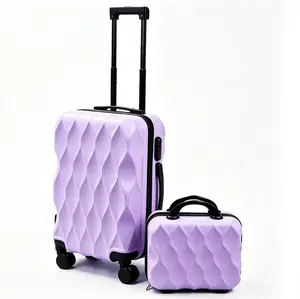 20in Wave-Textured Soft-Shell Carry-On Luggage + 12in Cosmetic Case, Suitcase Ideal for Short Trips, Business Travel