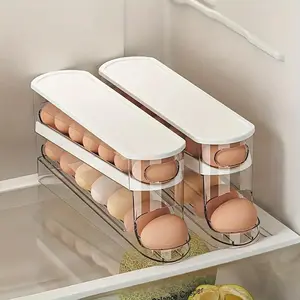 Clear Roll Egg Storage Box, 1 Count Space Saving Refrigerator Egg Holder, Fridge Storage Organizer, Organizer for Kitchen Storage