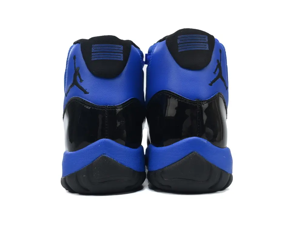 Royal Blue Black Gloss Patent Leather High Top Retro Basketball Sneakers Unisex, Black Heel Embroidery, Breathable Blue Mesh Upper & Grippy Solid Black Rubber Outsole #RetroBasketballShoes #HipHopKicks #U