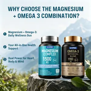 UPMER Magnesium + Omega 3 | Deep Sleep, Heart & Brain Support | Joint & Muscle Recovery Formula | 120 Softgels