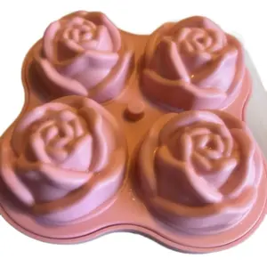 Colors Joy Rose Ice Cube Mold - Multi-Functional Chocolate, Jelly & Ice Molds - 4 Grid Design - Snack Utensils Silicone