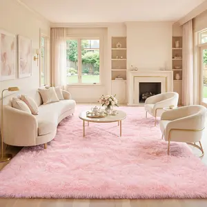 XEXSIN Large Area Pink Rugs for Living Room Bedroom, Fluffy Kids Room Plush Shaggy Nursery Rug Furry Throw Carpets for Boys Girls, College Dorm Fuzzy Rugs Home Decorate Rug