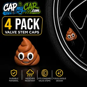 Poop Emoji Valve Stem Caps – Funny 4 Pack