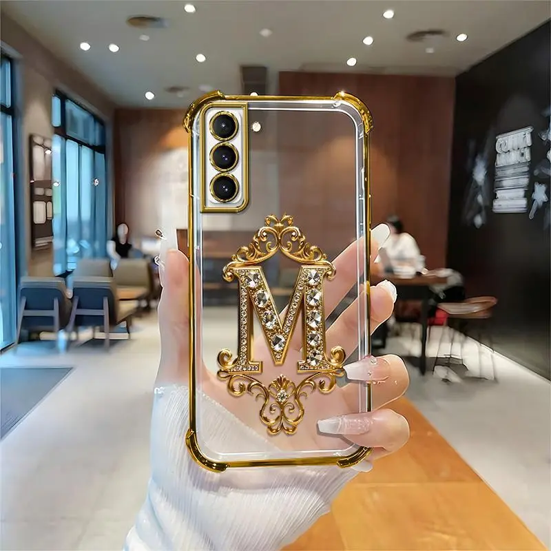 Suitable for [Galaxy S21 Fe 5g] high-end phone case🥰，Features a premium-look printed design—not actual 3D diamond studs，Choose from any of the 26 letters. YM99