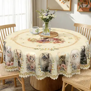 【SummerVibes】【Mother's Day Gift】EIKIONE Cute Animal Pattern Table Cover Machine Washable Polyester Tablecloth for Family Parties Easy Care Reusable Indoor Outdoor Wrinkle Free Great for Parties Catering Events and Animal Themed Displays
