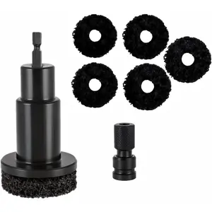 Wheel Hub Cleaning Kit for Power Drill - Includes 1 Adapter and 5 Grinding Pads for Rust Removal  Lug Studs and  Rotors