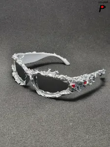 Unisex Trendy Sunglasses, Random Effect Design, Plastic Frame, All-Season Outdoor Party Accessory, Perfect for Cycling & Streetwear