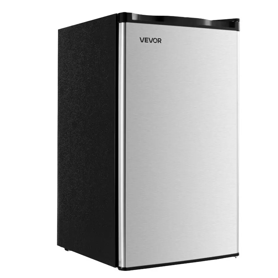 VEVOR 3.2 Cu. Ft Single-Door Compact Compressor Fridge, Adjustable Temperature, Glass Shelf, Energy Efficient, Reversible Door, Quiet Low-Noise, for Apartment Dorm Office, Fathersday Gift