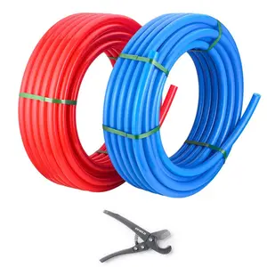 3/4" 200ft, 100ft x 2, PEX-B Pipe, Red & Blue & Cutter Kink Resistant Hose Kink Free Hose