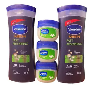 Vaseline Fast Absorbing 2 Pack Body Lotion & 3 Aloe Vera Petroleum Jelly Skincare