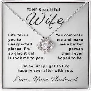 Gift For Wife From Husband - You Complete Me Love Knot Necklace BAY