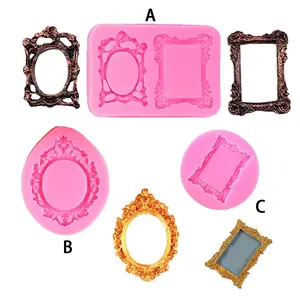 Vintage Frame Shaped Silicone Mold (1 Count), Reusable Chocolate Mold, Baking Fondant Mold, Cake Decorating Mold, DIY Crafts Baking Mold for Chocolate, Candy, Fondant, Pastry, Cookie