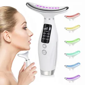 Seven Color Facial Massager with 7 LED Lights, Neck and Face Massage Device, Skincare Tool for Neck, Face, Legs, Ideal Gift for Women