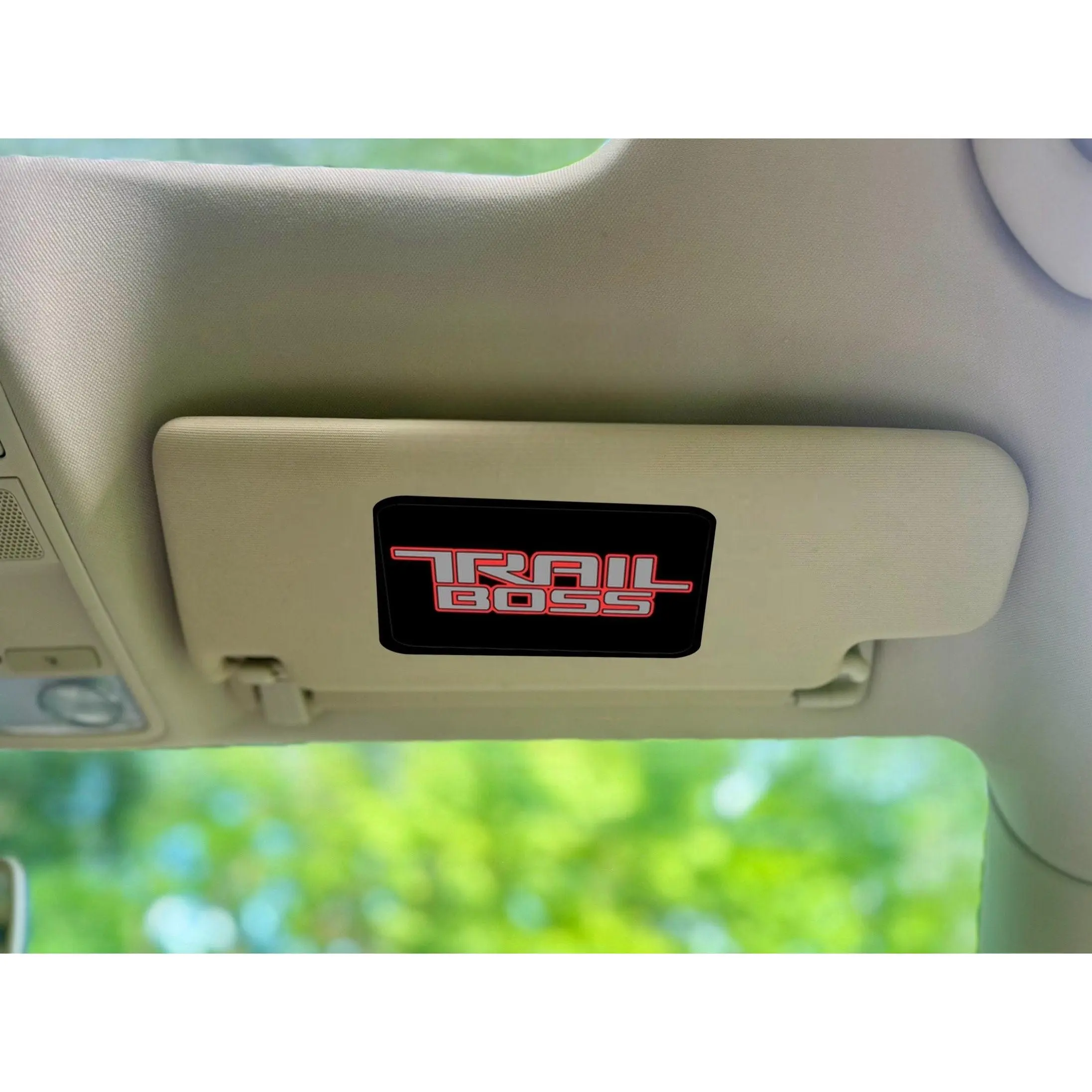 Custom Chevrolet TrailBoss Blackout Sun Visor Warning Decals (set of 2)