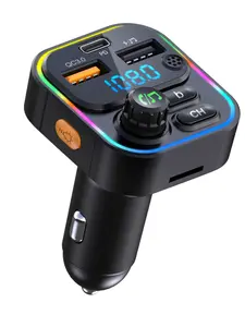 Car Bluetooth-compatible Mp3 Player with Multi-Color LED Lights, FM Transmitter, Fast Charging PD Car Charger, Wireless Music Receiver for Vehicles