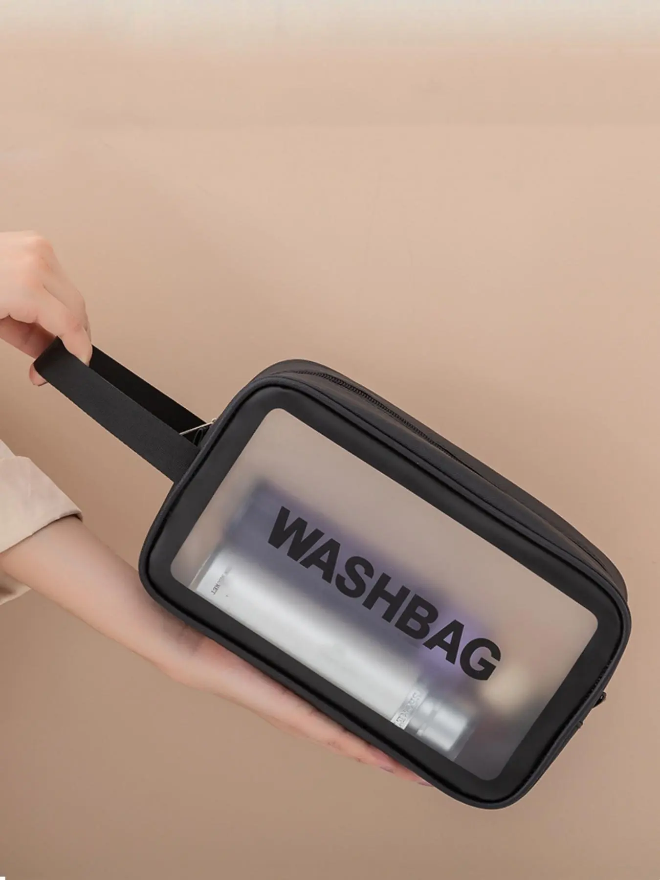 Waterproof Letter Pattern Makeup Bag, Large Capacity Travel Cosmetic Storage Bag, Portable Toiletry Bag for Women & Girls, Makeup Storage Organizer, Cosmetic Pouch, Cosmetic Travel Bags
