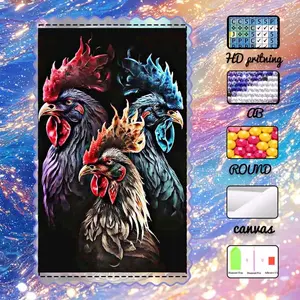 DIY 5D plush, AB diamonds, fairy dust diamonds, crystal diamonds, colored rooster portrait diamond embroidery, Embroidery Design, diamond painting handmade kit, special craft diamond art set, wall decoration, gift for family, loved ones, and friends.